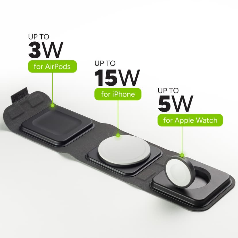 Zagg 3-in-1 Travel Charger With MagSafe Zwart