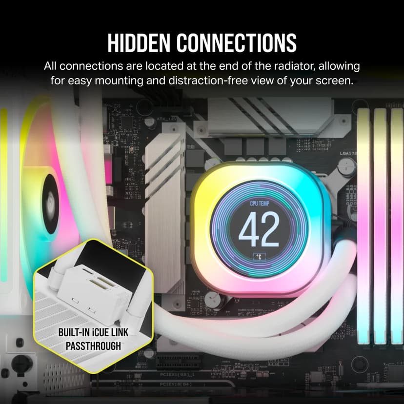 Corsair iCue Link H150i LCD AiO vattenkylare Vit