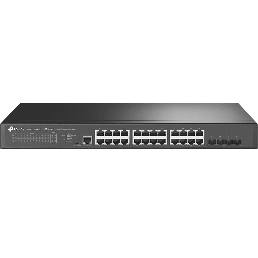 TP-Link JetStream TL-SG3428X-M2 nätverksswitchar hanterad L2+ 2.5G Ethernet (100/1000/2500) 1U Svart