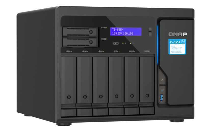 QNAP TS-855X SAN Tower Intel Atom® C5125 8 GB DDR4 0 TB QNAP QTS Svart