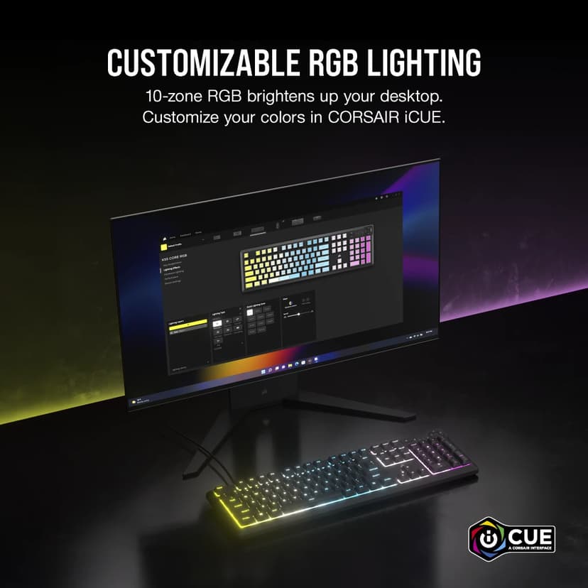 Corsair K55 Core RGB Koblet med ledninger (ikke trådløs) Nordisk
