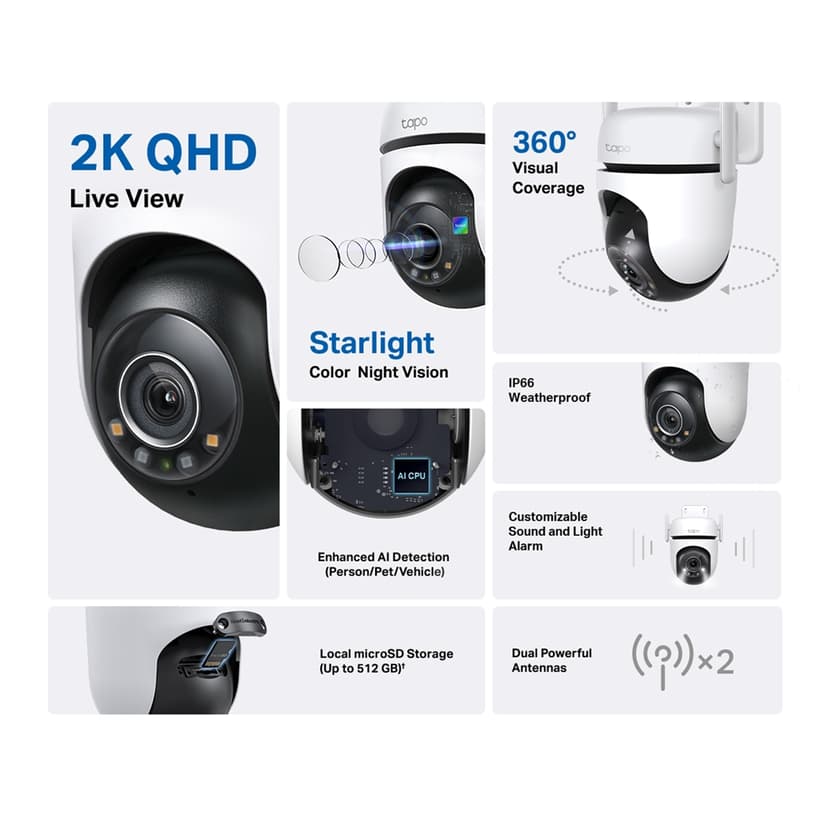 TP-Link Tapo C520WS Dome IP-sikkerhedskamera Indendørs og udendørs