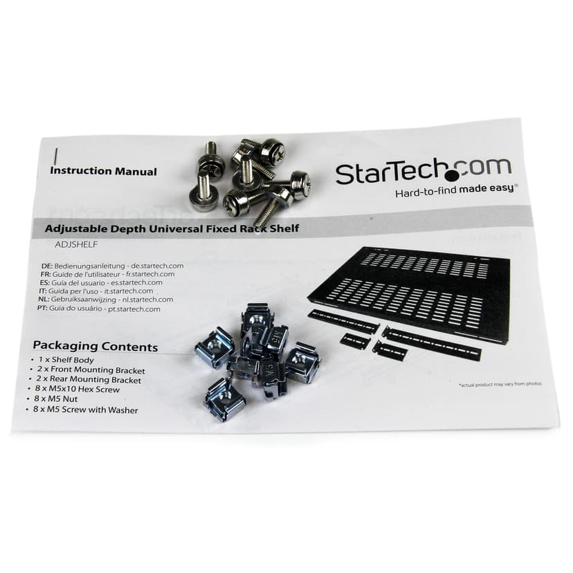 Startech 1U Adjustable Mount Depth Vented Rack Mount Shelf 175lbs/80kg