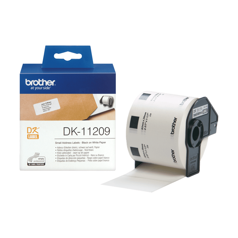 Brother Etikett Papper 29x62mm Svart/Vit