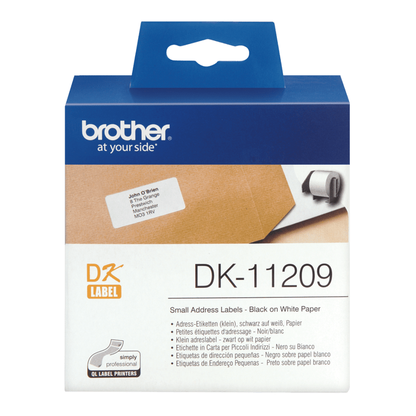 Brother Etikett Papper 29x62mm Svart/Vit