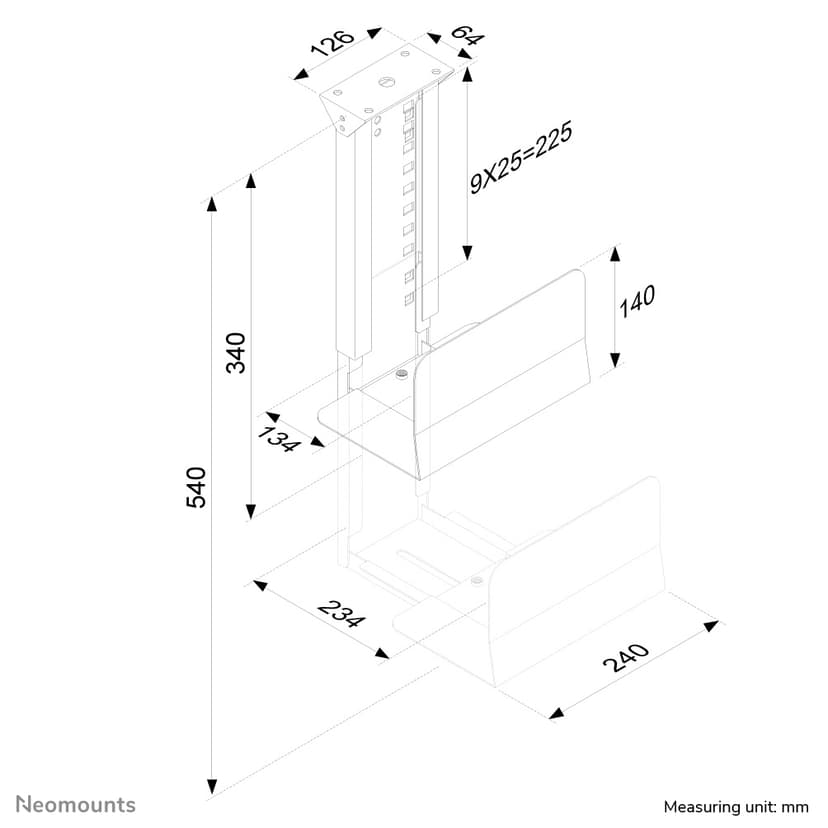Neomounts CPU Hållare 30kg H:39-54cm W: 13-23cm Svart