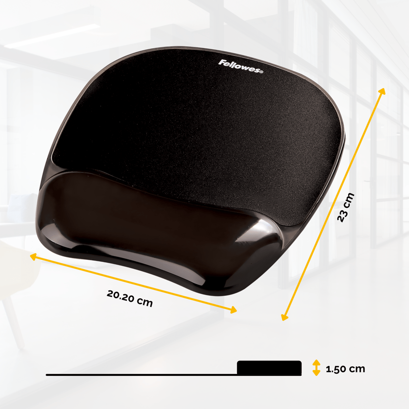 Fellowes Gel Crystal Black• Håndleddreim