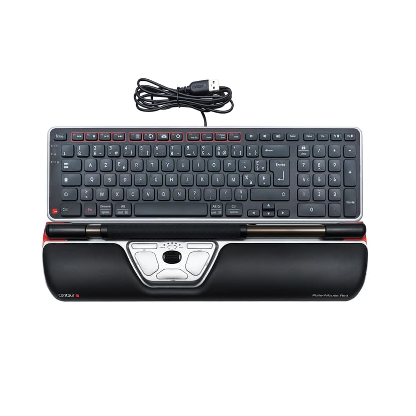Contour Design RollerMouse Red Wired USB-C Rullstav Svart, Röd, Silver