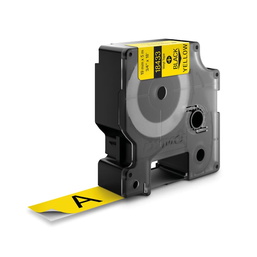 Dymo Tape RhinoPRO Permanent Vinyl 19mm Svart/Gul