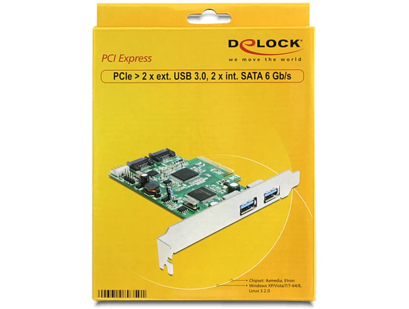 Delock PCI Express Card > 2 x external USB 3.0, 2 x internal SATA 6 Gb/s