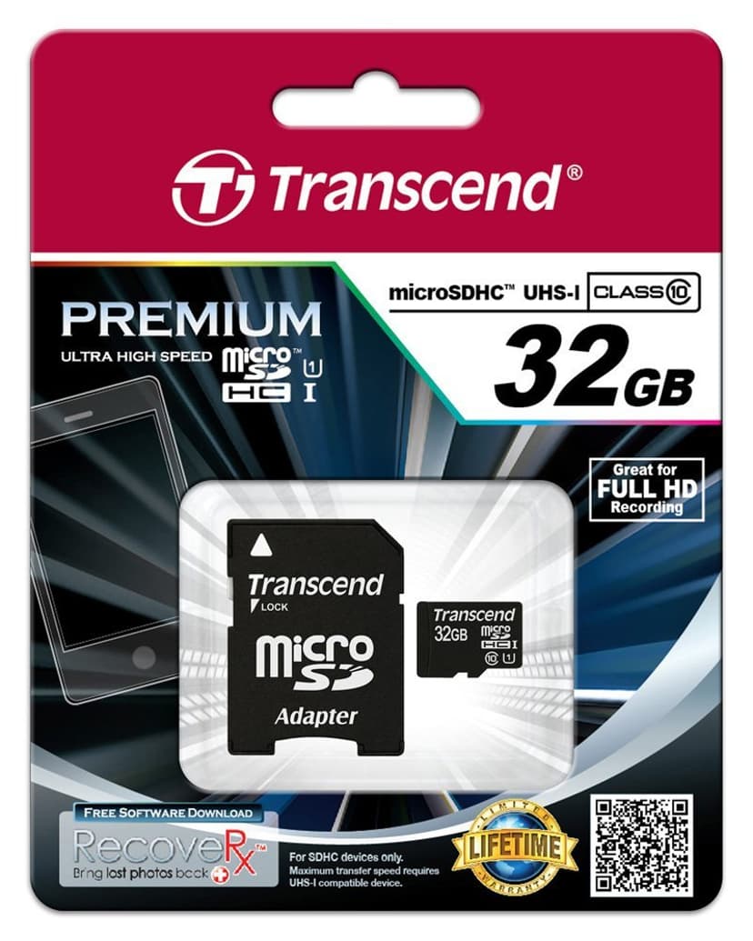 Transcend Flash-Minneskort 32GB MicroSDHC MLC