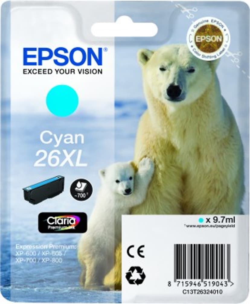 Epson Blekk Cyan 26XL Claria Premium