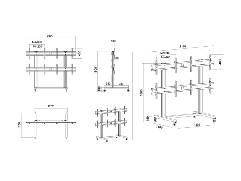 Multibrackets M Public Video Wall Stand 4-Screens
