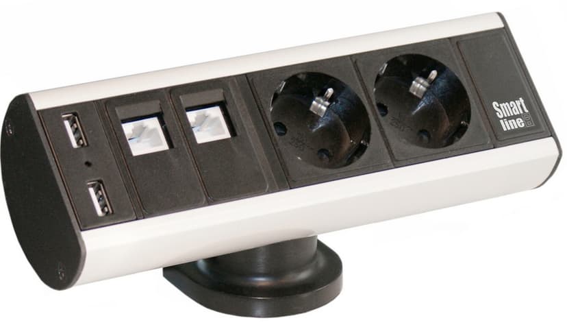 Axessline Smartline Desk CEE 7/4/RJ45 HO/USB ALU/BLACK