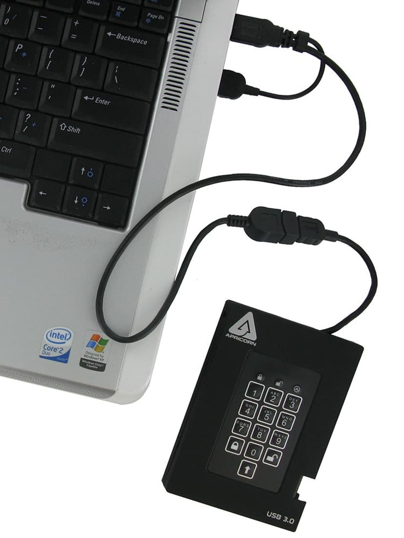 Apricorn Padlock fortress 256GB SSD USB Svart