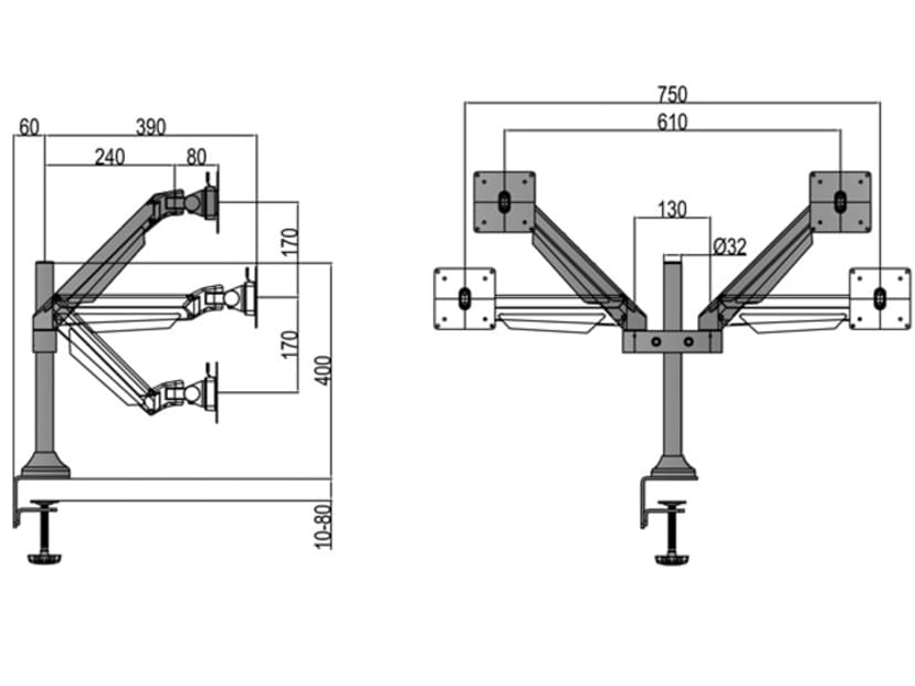 Multibrackets M VESA Gas Lift Arm Dual