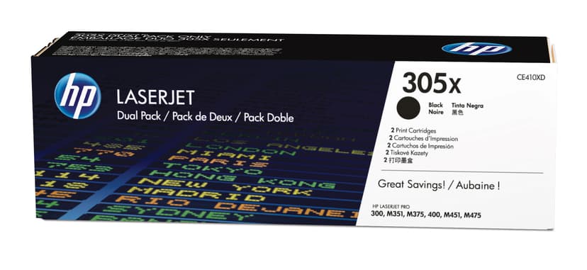 HP Toner Zwart 305X 4K - CE410XD 2-Pack