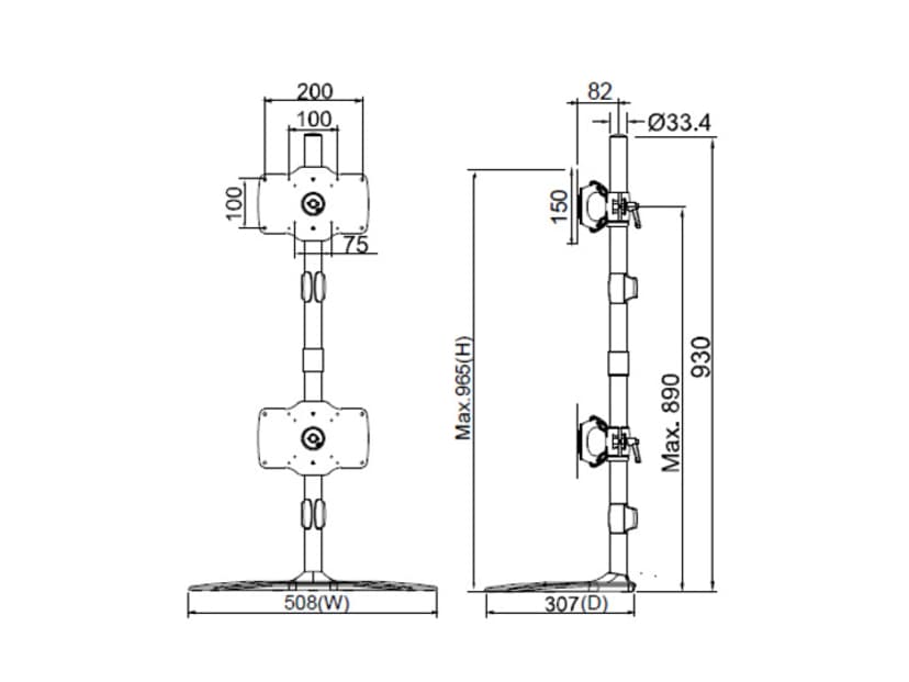 Multibrackets M VESA Desktopmount Single Stand Expansion Kit