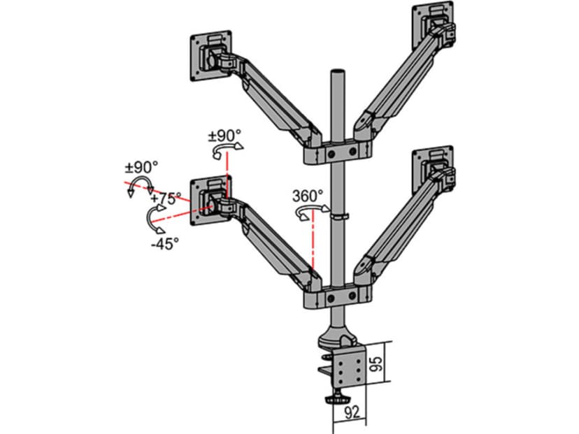 Multibrackets M VESA Gas Arm Quad Black