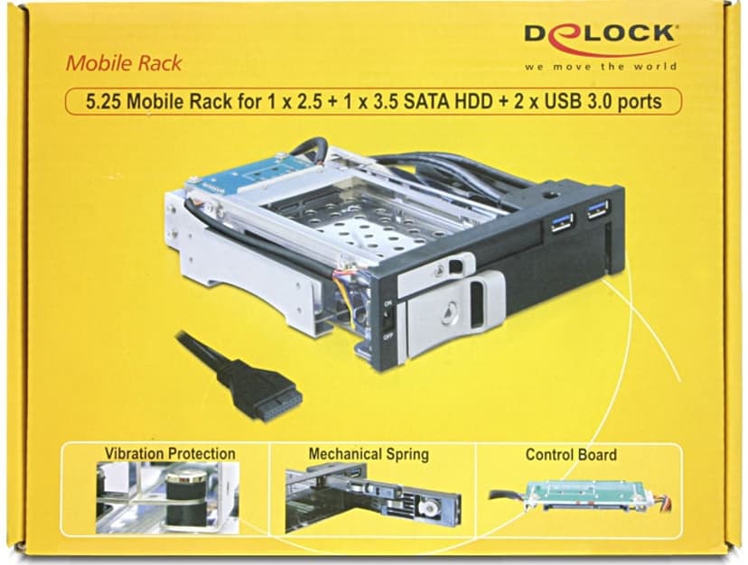 Delock 5.25 Mobile Rack for 1 x 2.5 + 1 x 3.5 SATA HDD + 2 x USB 3.0 Ports