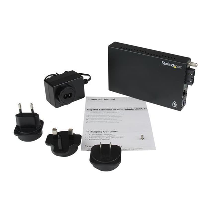 Startech StarTech.com ET91000SC2 mediakonverterare för nätverk 2000 Mbit/s 850 nm Flerläge Svart