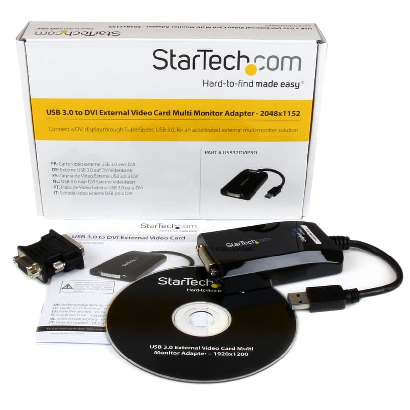 Startech StarTech.com USB32DVIPRO USB grafisk kobling 2048 x 1152 piksler Sort