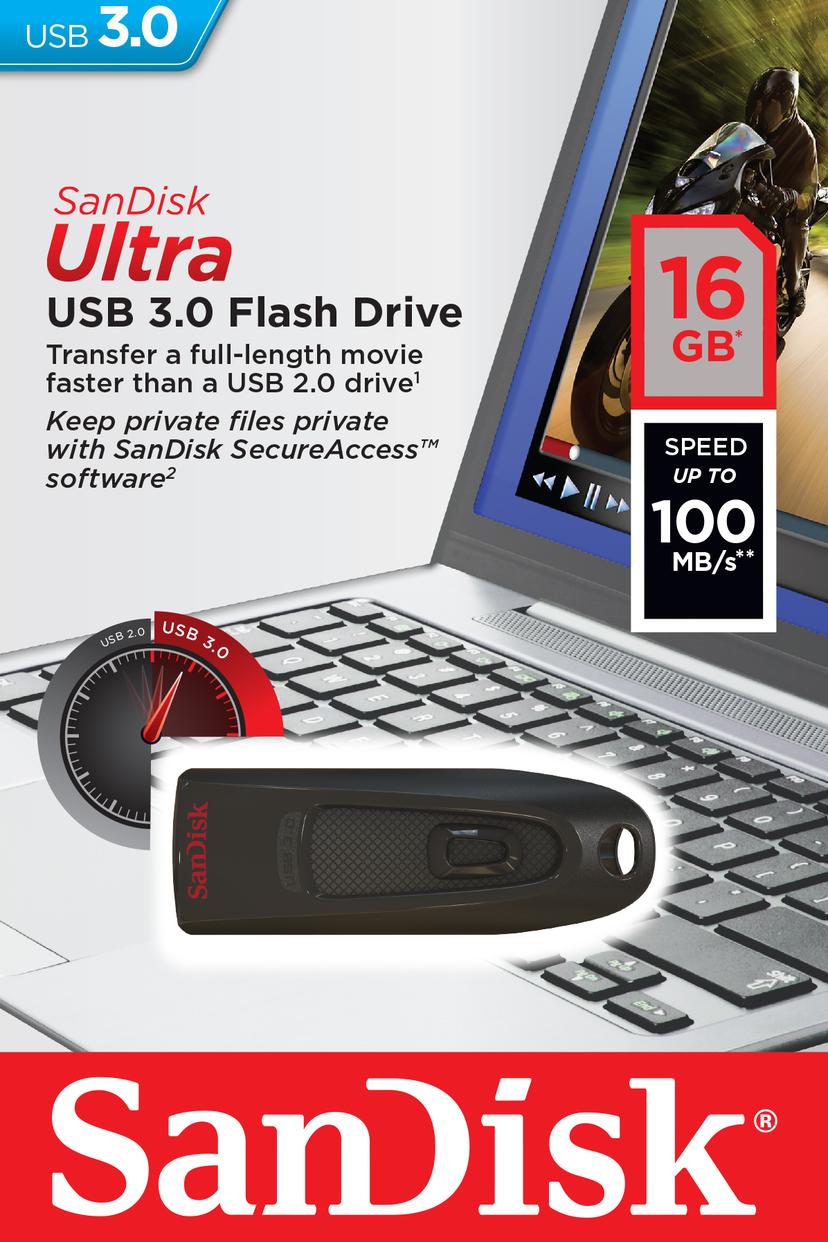 SanDisk Ultra 16GB USB Type-A Zwart