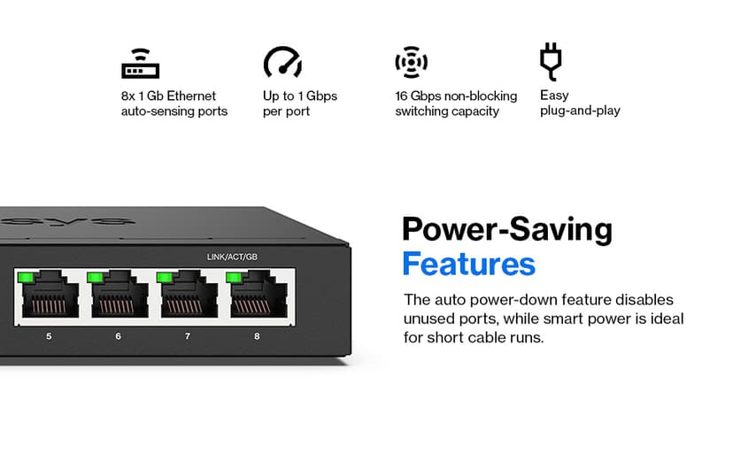 Linksys LGS108 8-Port Business Desktop Gigabit Switch