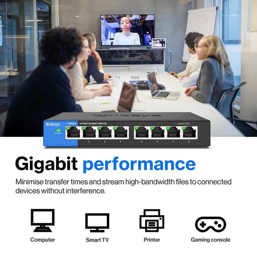 Linksys LGS108 8-Port Business Desktop Gigabit Switch
