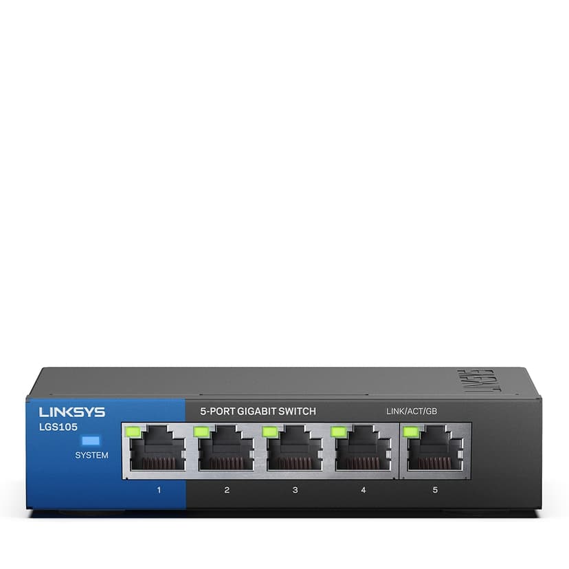 Linksys LGS105 5-Portars företagsanpassad gigabitswitch i skrivbordsformat