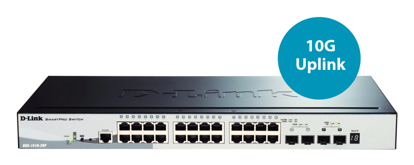 D-Link DGS-1510-28P 28-Port Gigabit PoE 2x10G SFP+