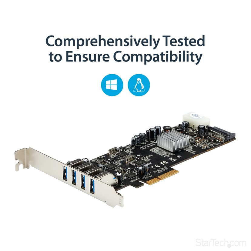 Startech 4 Port PCI Express USB 3.0 Card W/ 4 Dedicated Channels