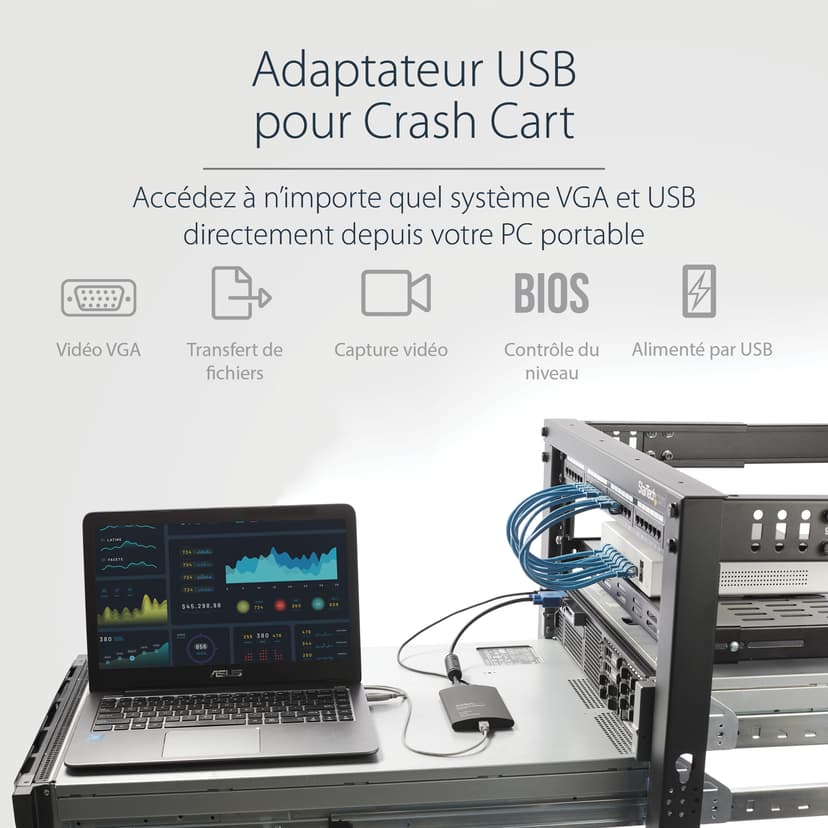 Startech KVM Console to Laptop USB 2.0 Portable Crash Cart Adapter with File Transfer