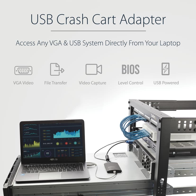 Startech KVM to Laptop USB Portable Crash Cart Adapter w/ File Transfer