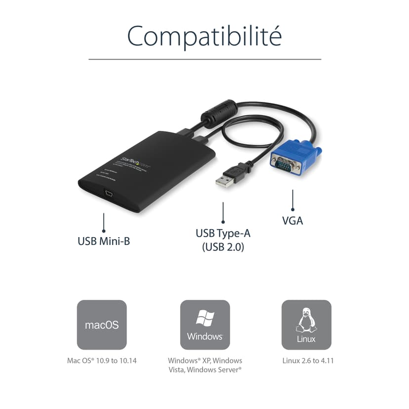 Startech KVM Console to Laptop USB 2.0 Portable Crash Cart Adapter with File Transfer