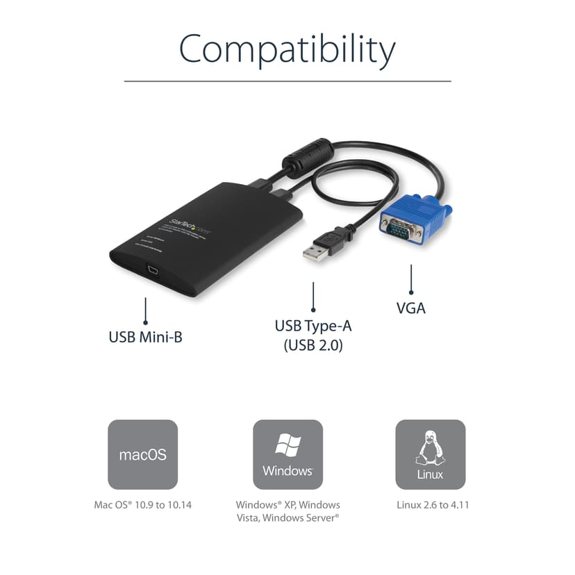 Startech KVM Console to Laptop USB 2.0 Portable Crash Cart Adapter with File Transfer