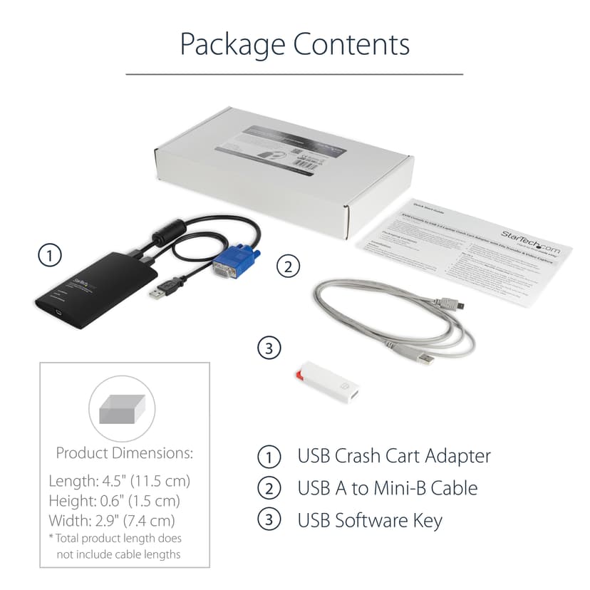 Startech KVM Console to Laptop USB 2.0 Portable Crash Cart Adapter with File Transfer