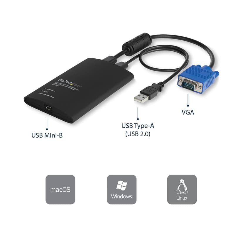 Startech KVM Console to Laptop USB 2.0 Portable Crash Cart Adapter with File Transfer