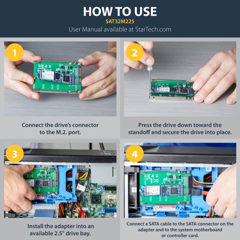 Startech M.2 SATA SSD till 2.5" SATA-adapter