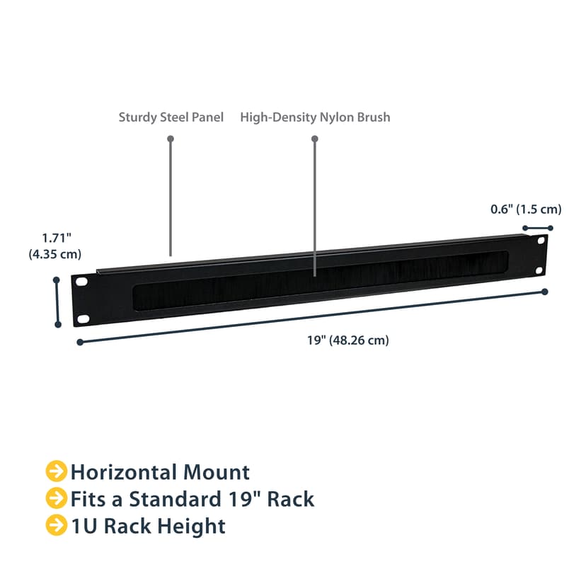 Startech Brush Strip Rack Cable Management Panel