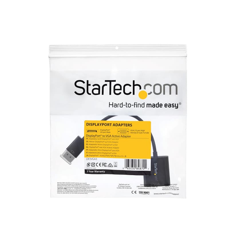 Startech DisplayPort to VGA Adapter Converter 0.1m DisplayPort VGA (D-Sub) Zwart