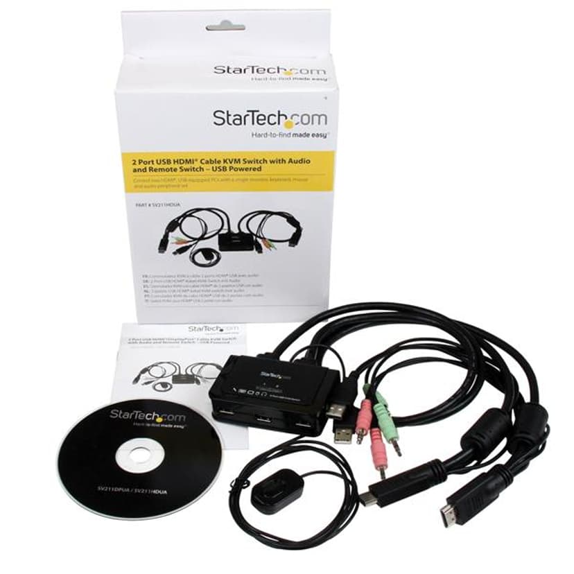 Startech 2-poorts USB HDMI-kabel KVM-switch met audio en remote switch – met USB-voeding