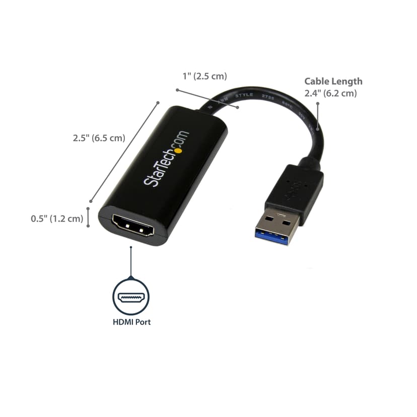 Startech StarTech.com Smal USB 3.0 till externt HDMI-videokort, flerskärmsadapter – 1920x1200/1080p