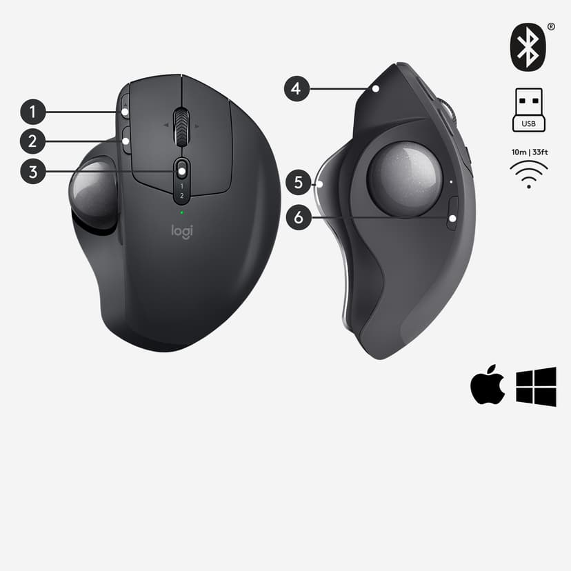 Logitech Mx Ergo Trackball Wireless RF Wireless + Bluetooth