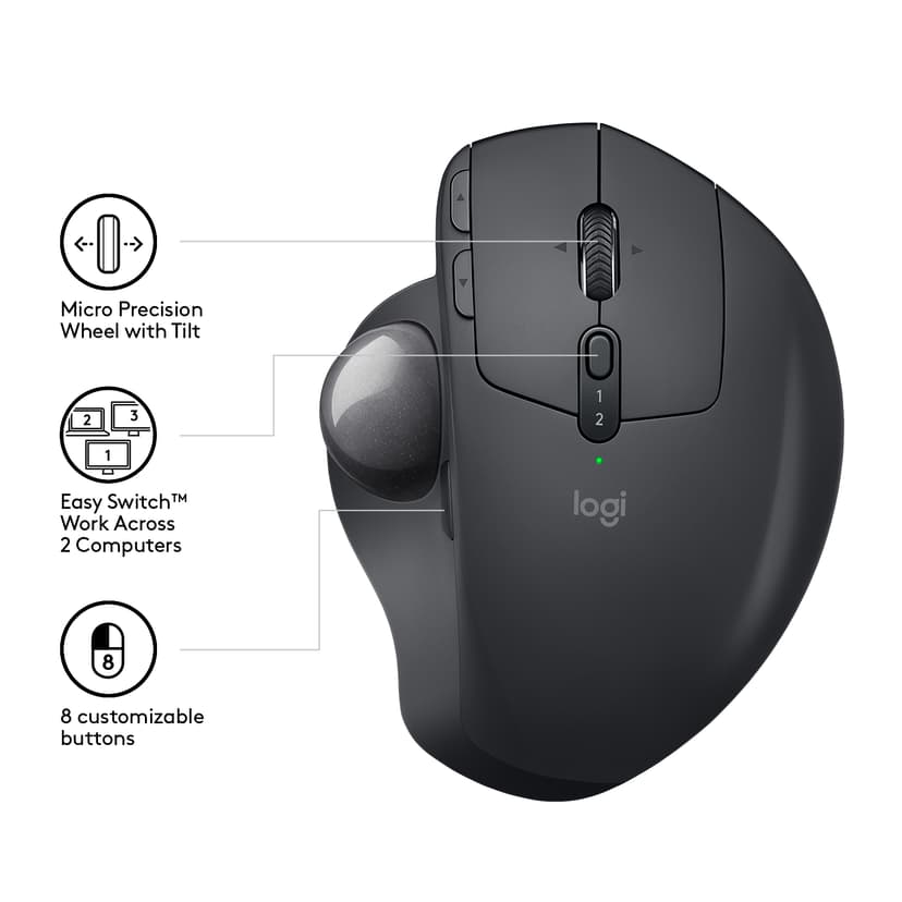 Logitech Mx Ergo Trackball Wireless RF Wireless + Bluetooth