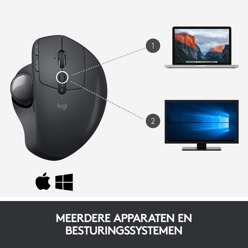 Logitech MX ERGO S TRACKBALL WIRELESS RF-draadloos + Bluetooth
