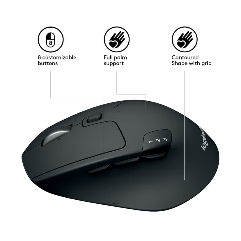 Logitech M720 Triathlon Wireless Trådlös RF + Bluetooth Mus