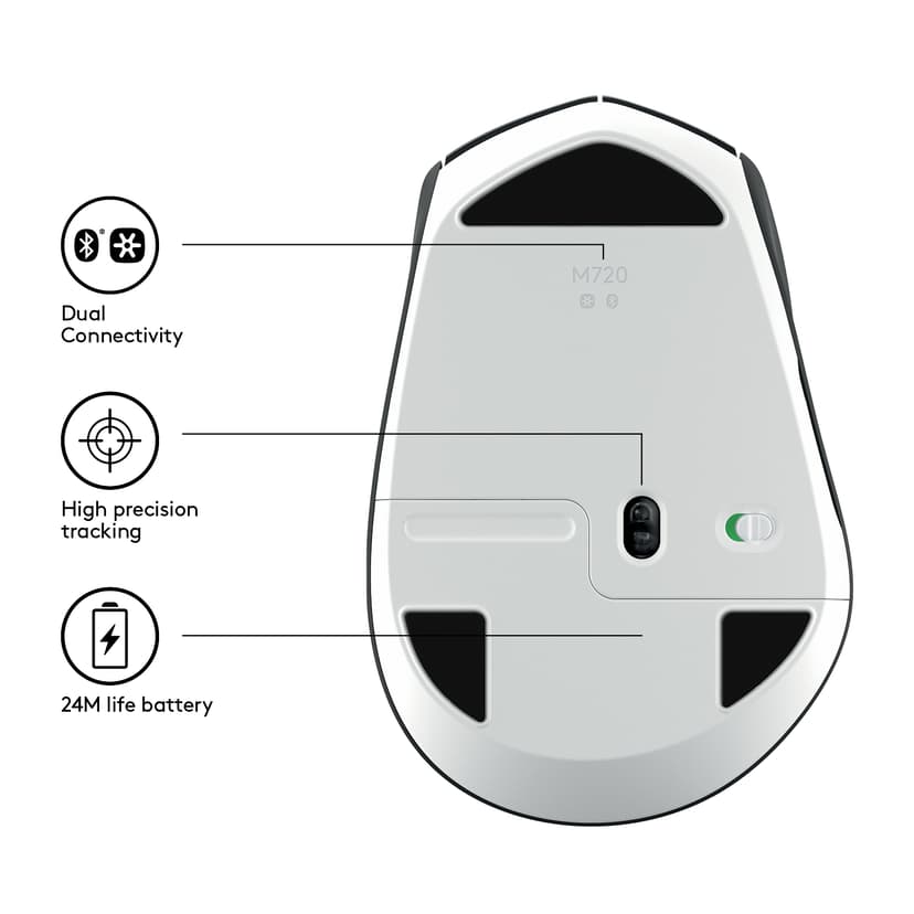 Logitech M720 Triathlon Wireless Trådlös RF + Bluetooth Mus