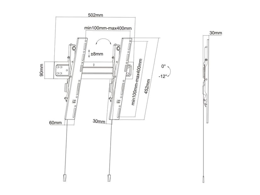 Multibrackets M VESA Wallmount Super Slim Tilt 400 MAX