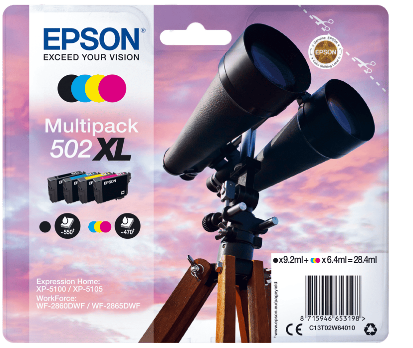 Epson Bläck Multipack (BK/C/M/Y) 502XL - XP-5100/5105/WF-2860